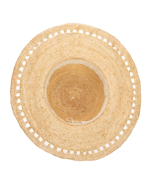 Isla - Womens Crochet Raffia Round Crown Sun Hat