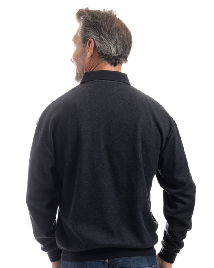 Palmland Long Sleeve Diamond Printed Banded Bottom Polo image number 2