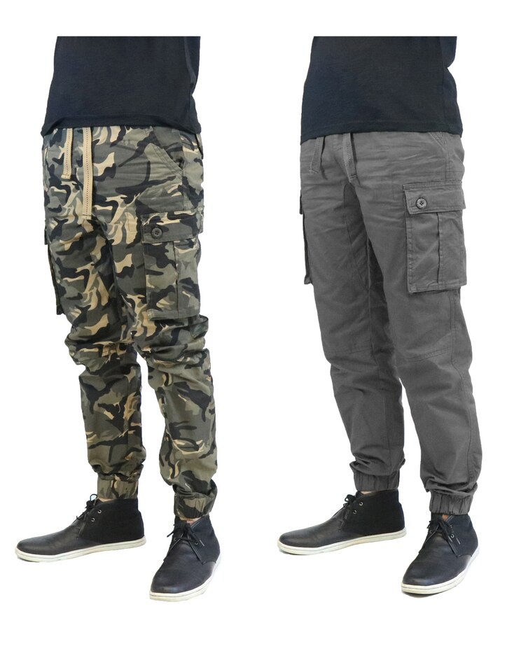 Galaxy by Harvic Slim Fit Stretch Cotton Twill Cargo Jogger Pants-2 Pack image number 1