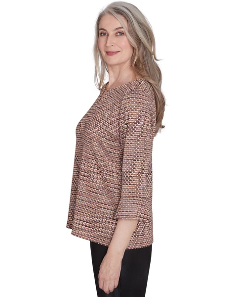 Alfred Dunner® Rue Rivoli Beaded Split Neck Space Dye Top