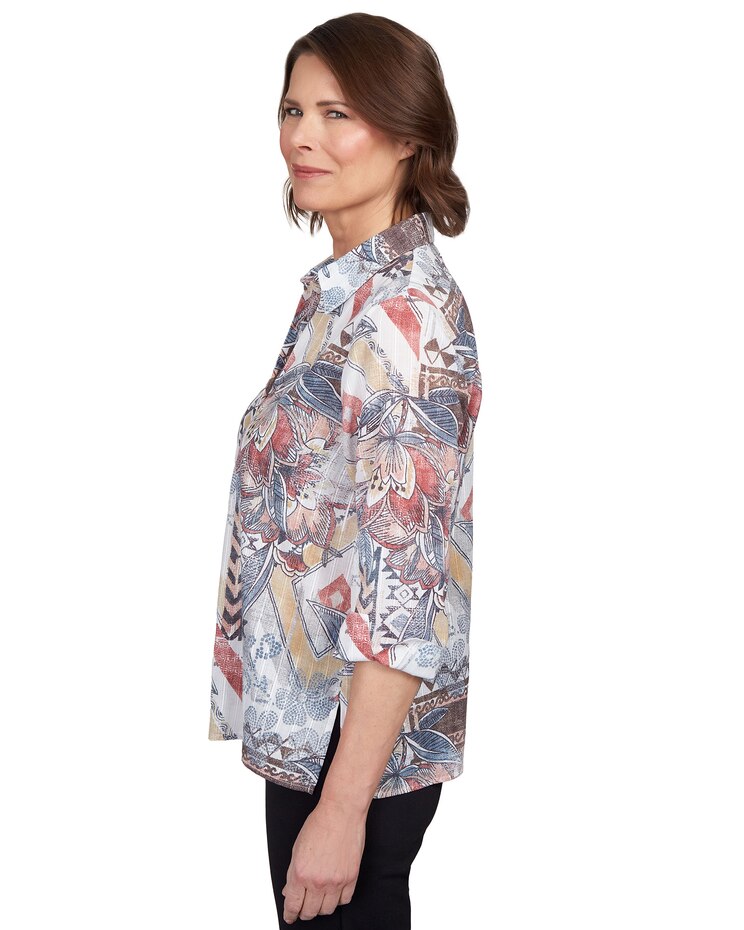Alfred Dunner® Eclectic Floral Button Down Top image number 4
