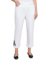 Alfred Dunner® Wild At Heart Floral Embroidered Denim Cuffed Ankle Pant thumbnail number 1