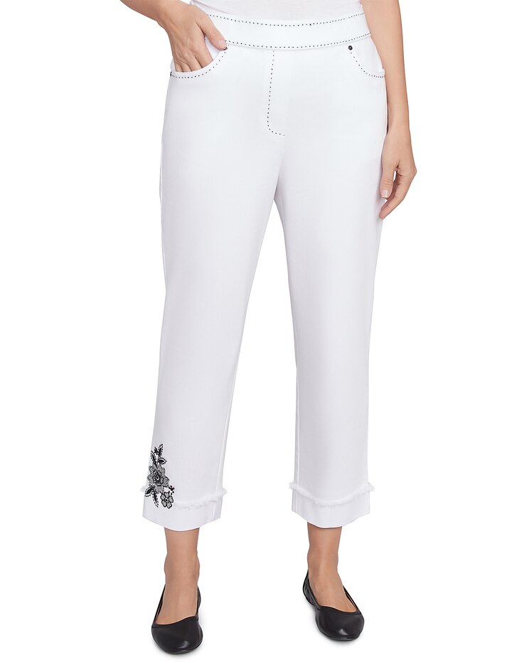 Alfred Dunner® Wild At Heart Floral Embroidered Denim Cuffed Ankle Pant image number 1