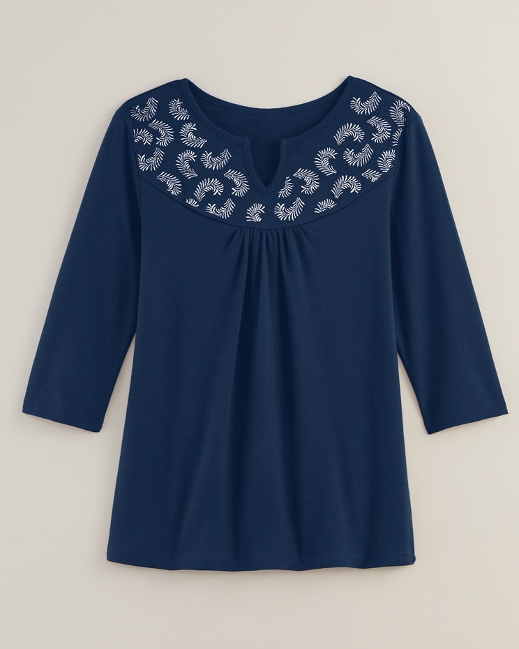Essential Knit Embroidered Peasant Top image number 4