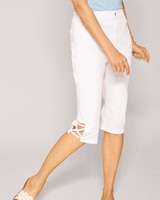 DenimEase™ Back Elastic Criss-Cross Pedal Pushers thumbnail number 1