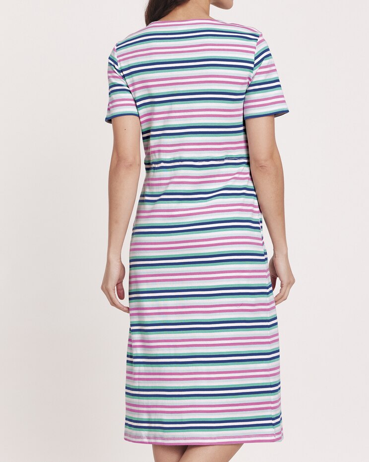 Essential Knit Stripe Drawstring Waist Dress image number 2