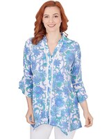 Ruby Rd® Bali Blue Woven Bali Floral Top thumbnail number 1