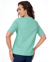 Essential Knit Elbow-Sleeve Square-Neck Tee thumbnail number 2