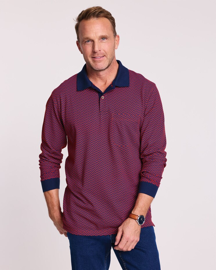John Blair Long-Sleeve Piqué Polo image number 1