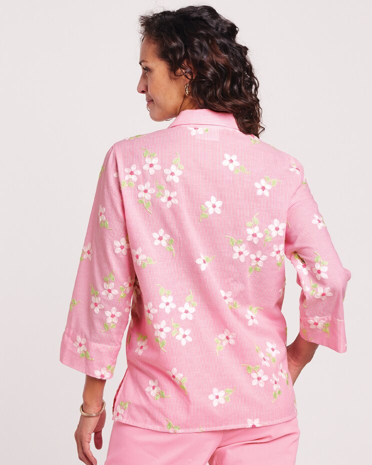 Alfred Dunner® Miami Beach Pinstripe with Flower Embroidery Shirt image number 3