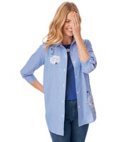 Three-Quarter Sleeve Embroidered Button-Front Twinset thumbnail number 1