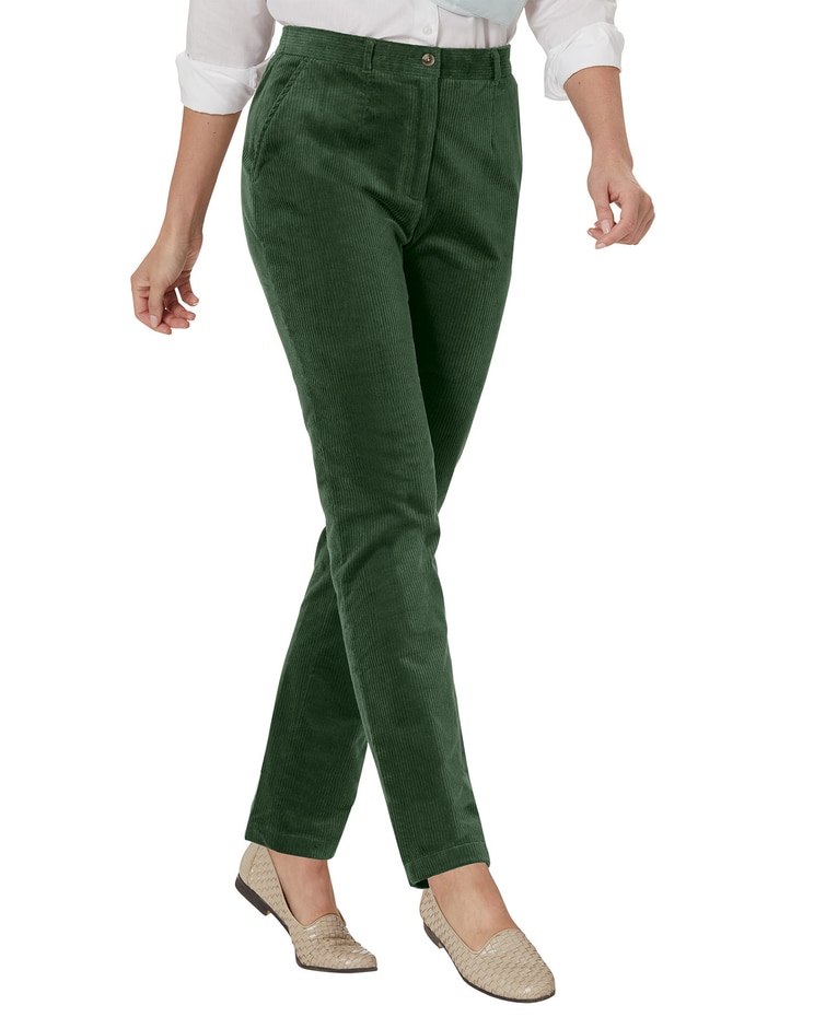 Stretch Wide-Wale Corduroy Fly-Front Pants image number 1