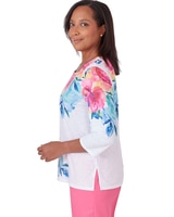 Alfred Dunner® Paradise Island Long Sleeve Flower Lace Top thumbnail number 4