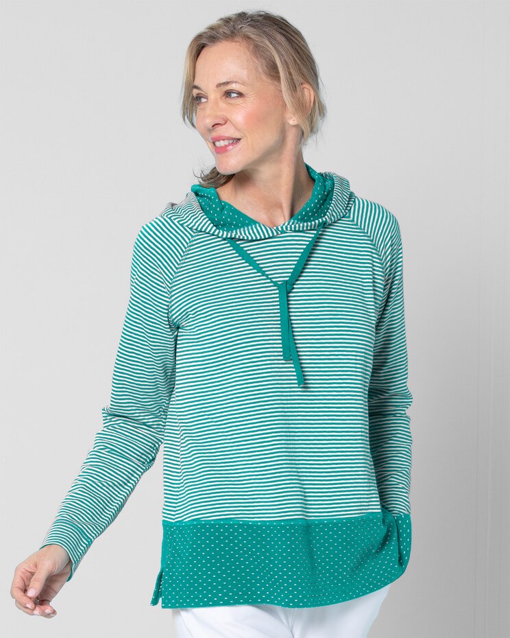 Stripe & Dot Knit Hoodie image number 1
