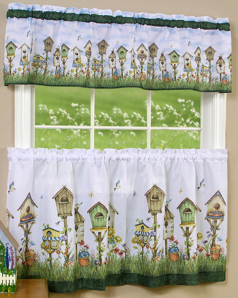 Home Sweet Home Tier and Valance Window Curtain Set