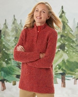 Luxe Bouclè Mockneck Henley thumbnail number 1
