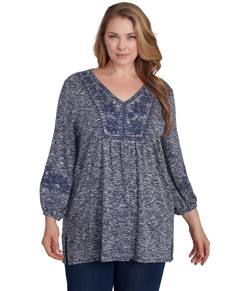 Ruby Rd® Tapestry Traveler Knit Emb Luxe Top image number 1
