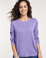Three-Quarter Sleeve Print Knit Top thumbnail number 1