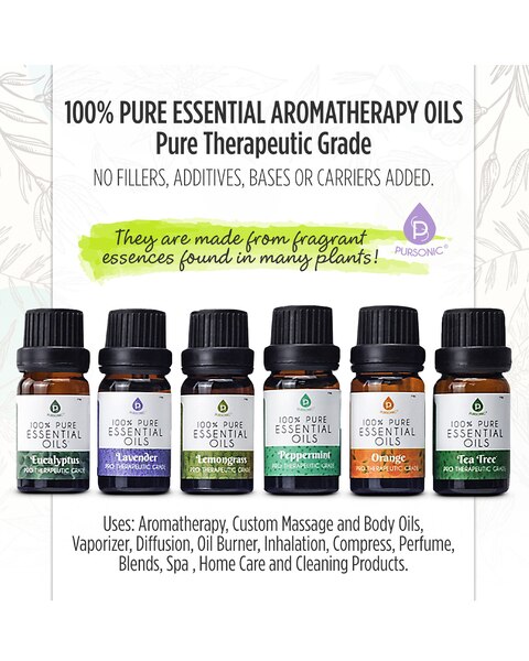 Pure 100% Essential Aroma Oils-6 Pack
