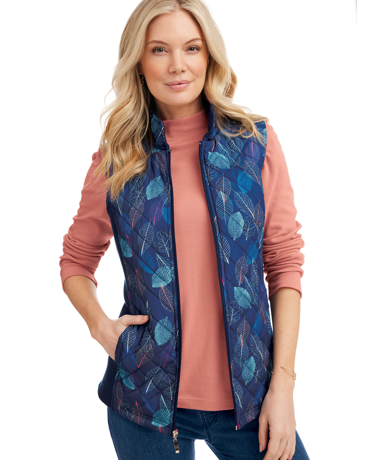 Print Diamond Quilted Vest image number 1
