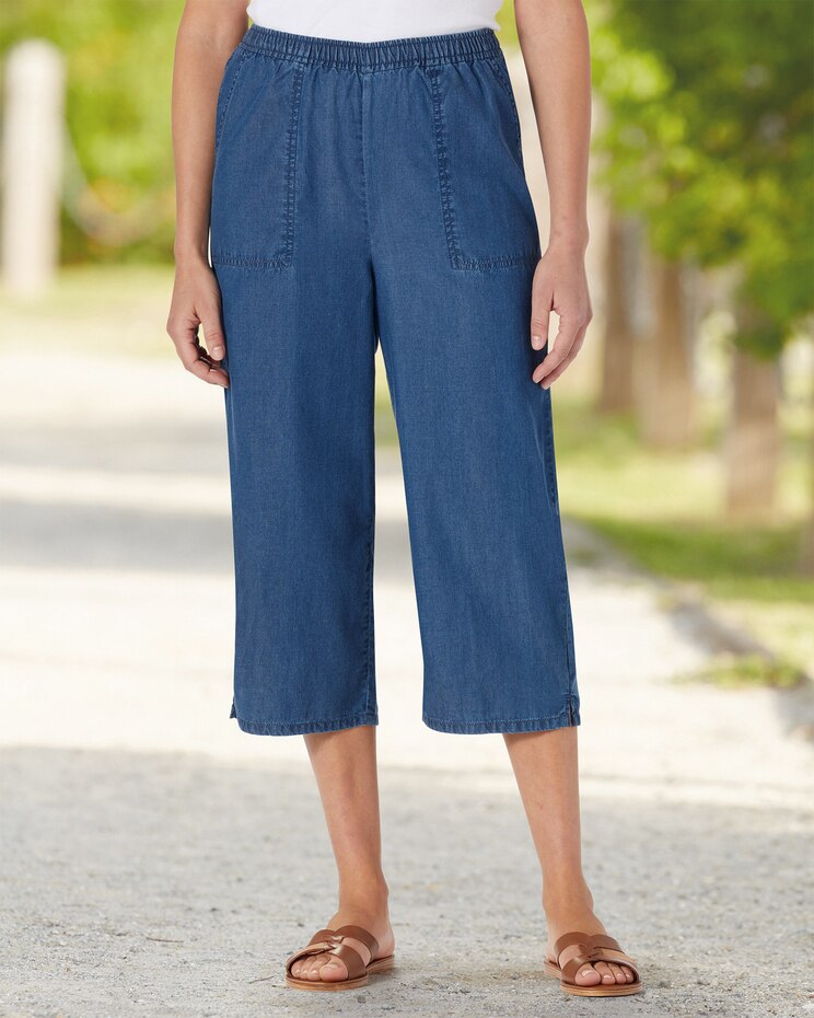 Tencel/Cotton Denim Pull-On Capri image number 1