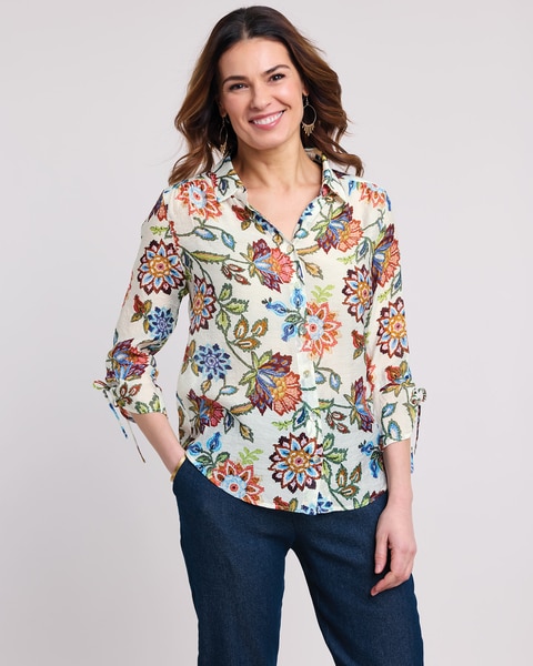 Alfred Dunner® Summer Solstice Batik Floral Woven Shirt