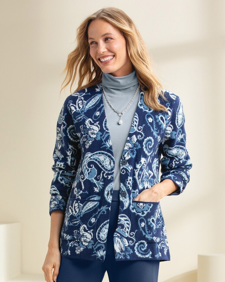 Porcelain Paisley Long Cardigan image number 1