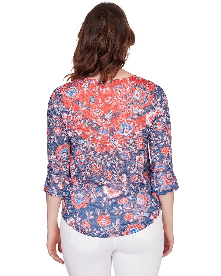 Ruby Rd® Red White New Knit Chevron Top image number 2