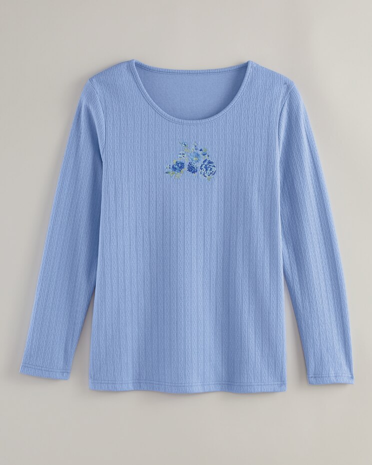 Embroidered Pointelle Top image number 5