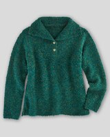Luxe Bouclé Convertible-Collar Henley thumbnail number 5