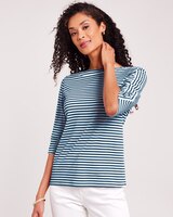 Three-Quarter Sleeve Criss-Cross Sailor Top thumbnail number 1