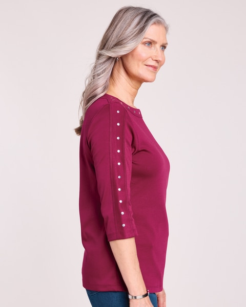 Essential Knit Embellished Boat Neck Top