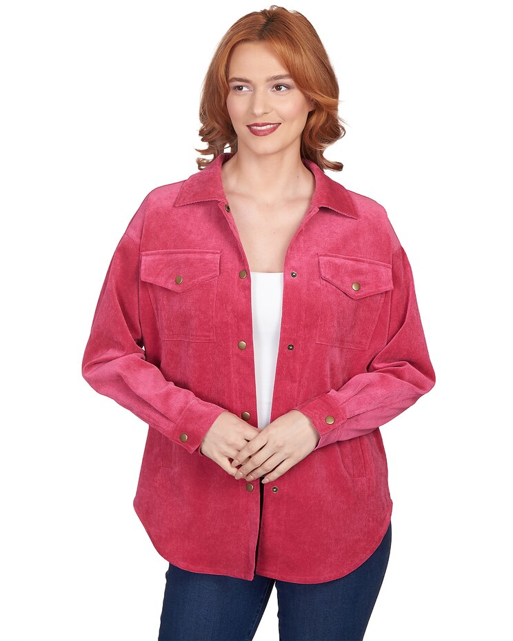Ruby Rd® Button Up Solid Pincord Jacket image number 1
