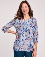 Alfred Dunner® Casual Fridays Watercolor Leaves Top thumbnail number 1