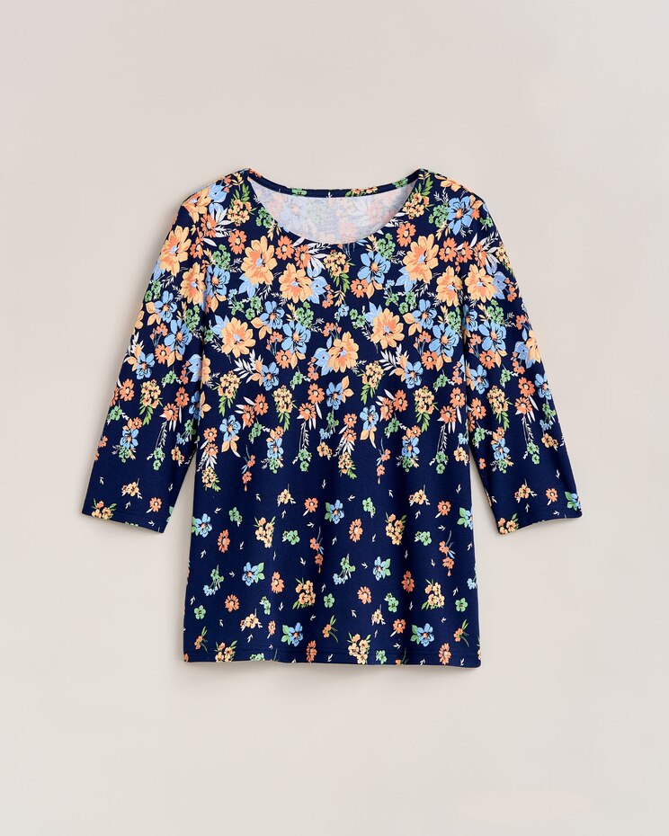 Essential Knit Border Print Top image number 4