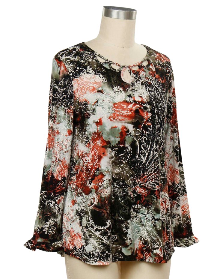 Southern Lady Long Sleeve Rachel Print Top image number 1