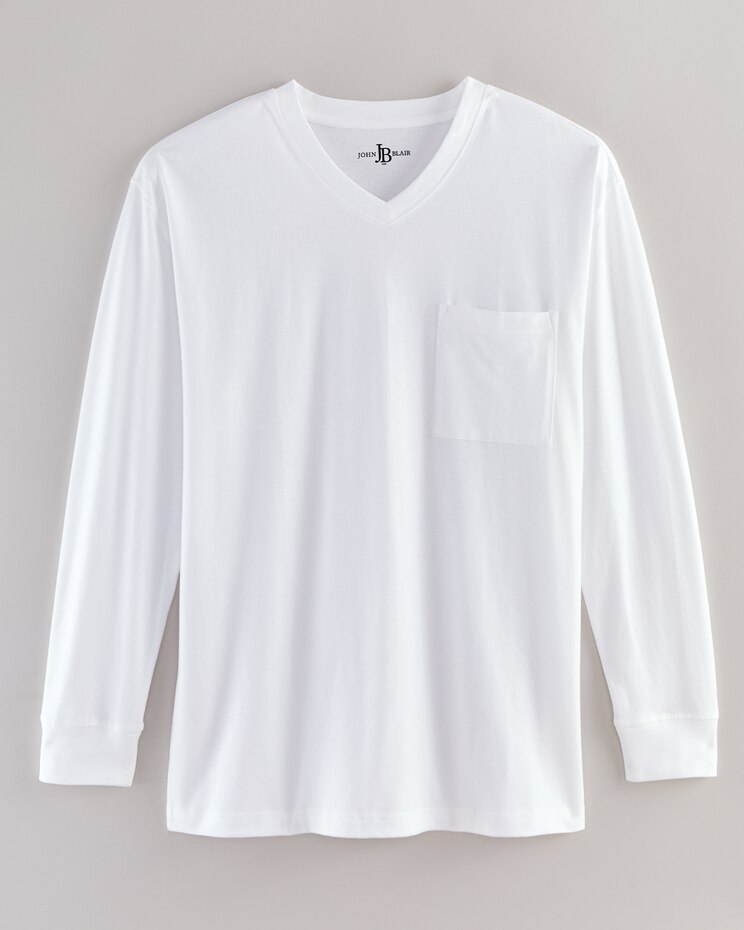 John Blair® Everyday Jersey Knit Long-Sleeve Pocket V-Neck Tee image number 1