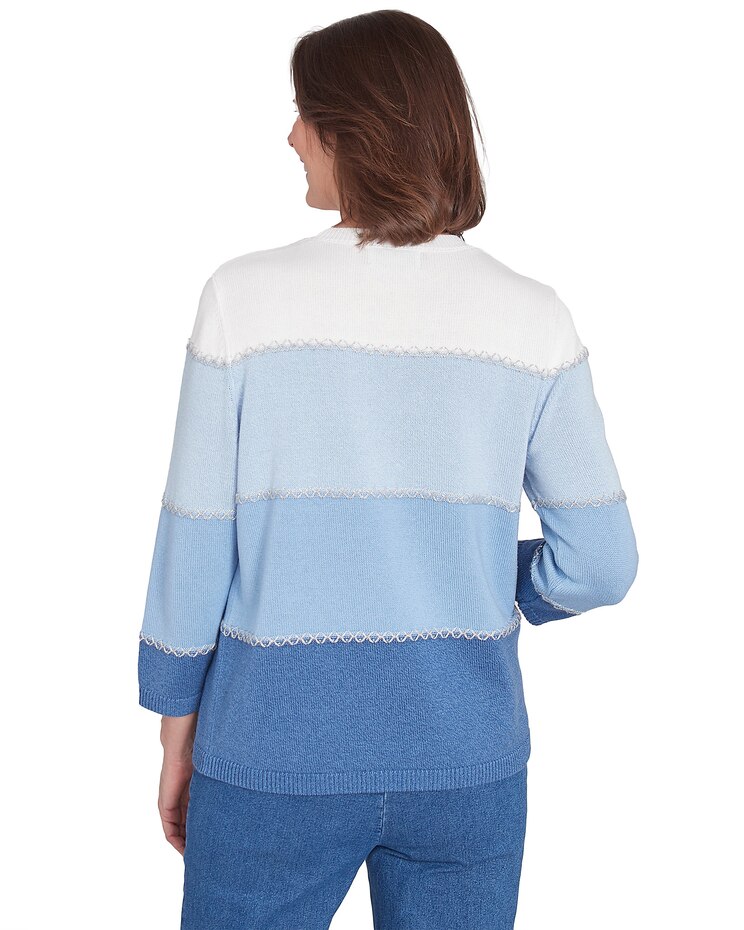 Alfred Dunner® Lake Victoria Ombre Colorblock Sweater With Necklace image number 2