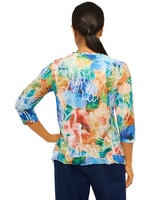 Alfred Dunner® Moody Blues Moody Watercolor Floral V-Neck Top thumbnail number 2