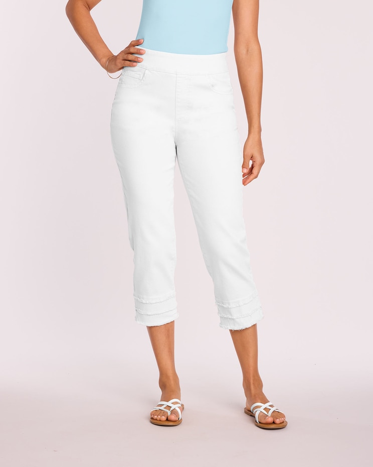 DenimEase™ Frayed Hem Crop Jeans image number 1