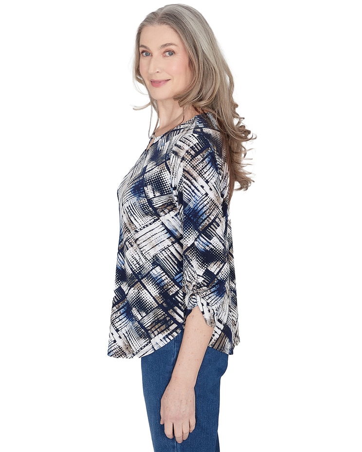 Alfred Dunner® Classics Abstract Textured Patchwork Top image number 1