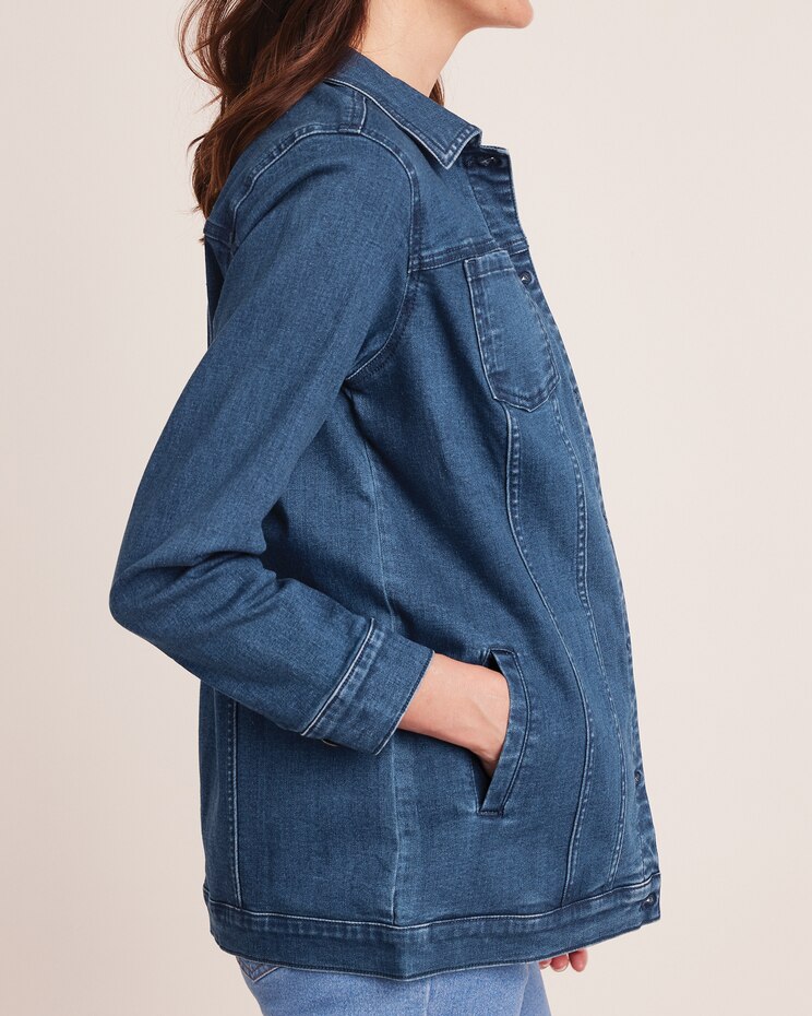 DenimEase™ Long Denim Jacket image number 3