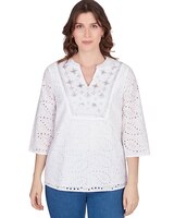 Ruby Rd® Pattern Play Woven Embroidered Paisley Top thumbnail number 1