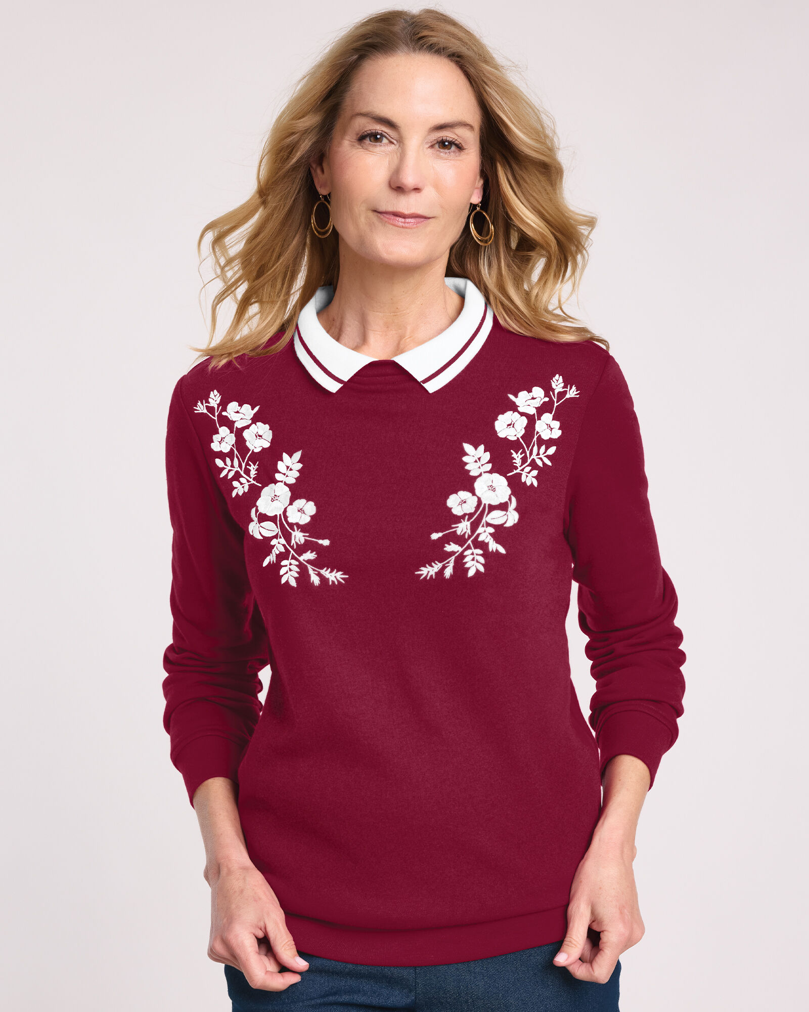 Haband Women s Embroidered Fleece Sweatshirt Blair