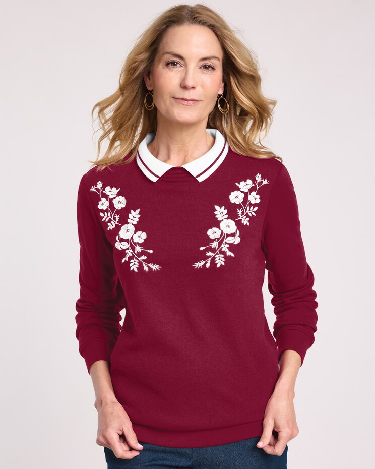 Haband Women’s Embroidered Fleece Sweatshirt image number 1