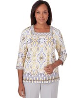 Alfred Dunner® Charleston Medallion Border Top with Square Neckline thumbnail number 1