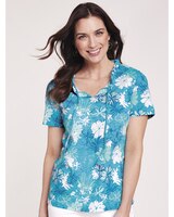 Printed Textured Knit Top thumbnail number 1