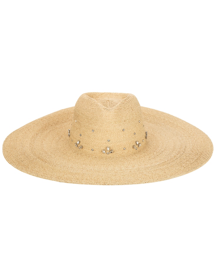 Glitz - Women's Fine Braid Raffia Wide Brim Floppy Hat image number 1