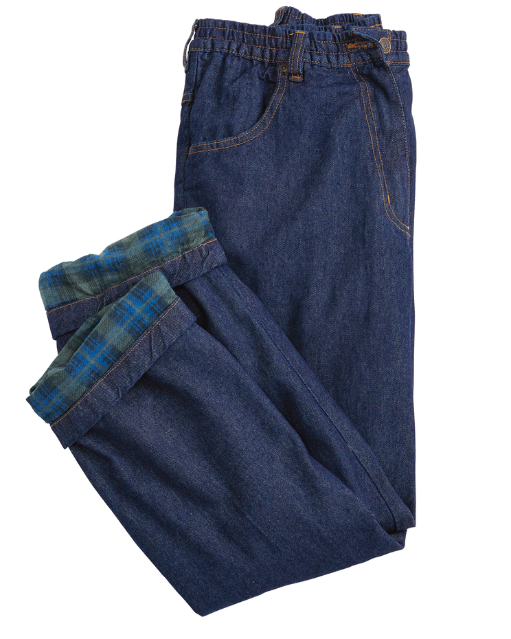 Haband Men’s Flannel-Lined Elastic Waist 5-Pocket Jeans image number 1