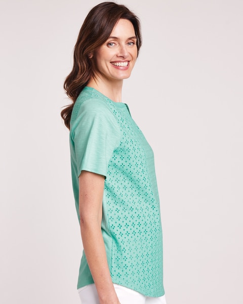 Mixed Media Eyelet Top